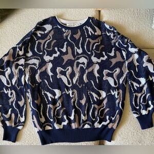 Vintage St. Croix Sweater blue Navi, brown and white.